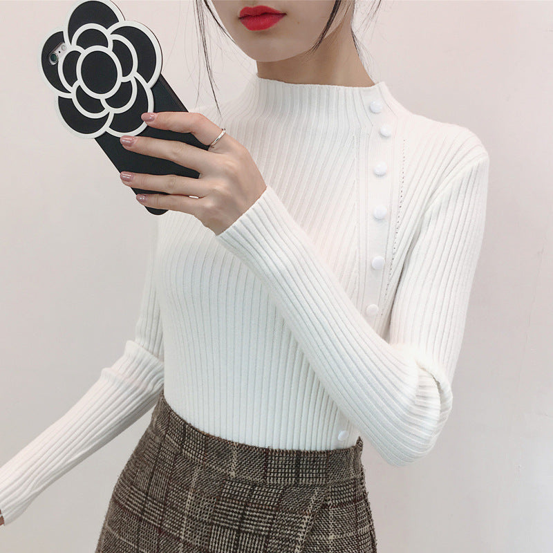 Pullover Button Turtleneck Sweater