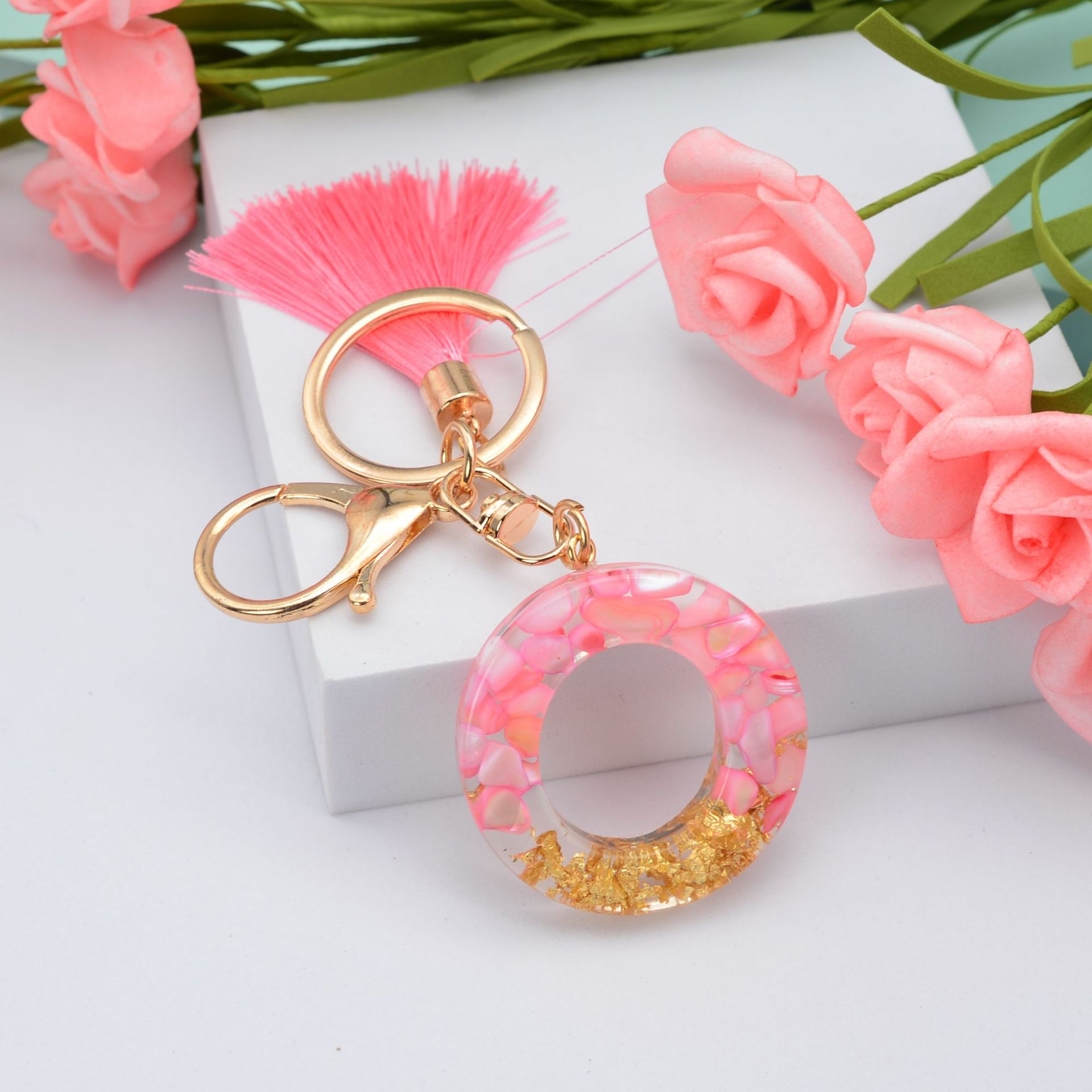 26 English Letters Leather Ball Stone Pendant Key Chain
