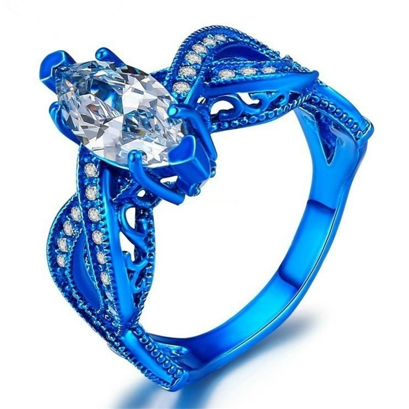 Fashion Blue And Gold Pair Ring