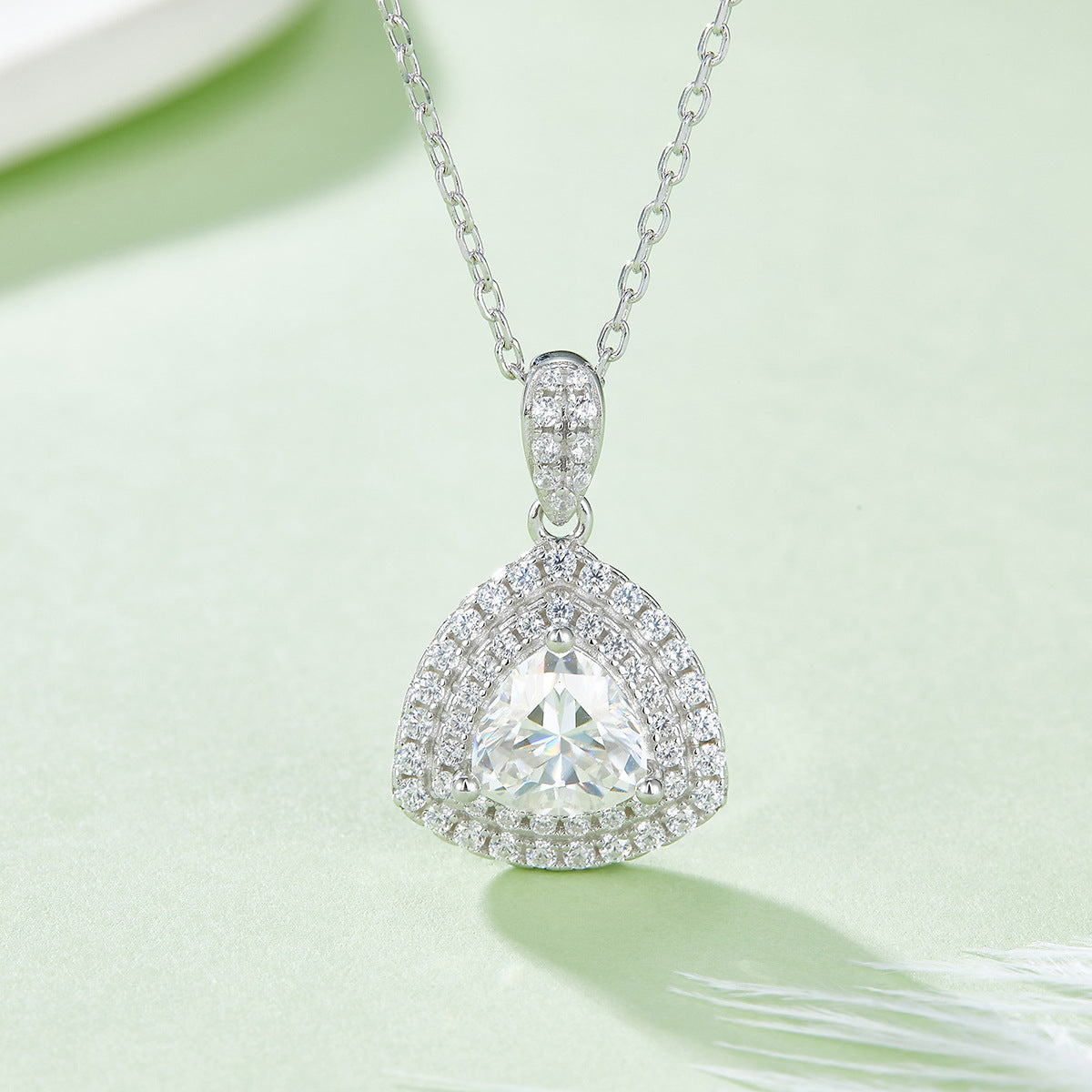 1 Karat Moissanite Special-Shaped Rings Ear Studs Necklace Three-Piece Set