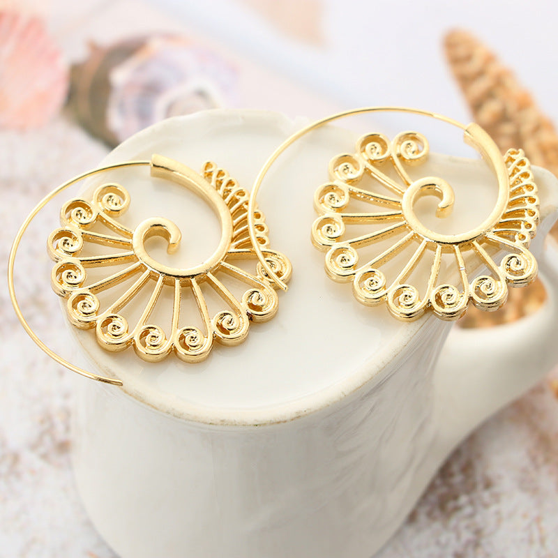 Personalized Circle Spiral Peacock Ear Jewelry