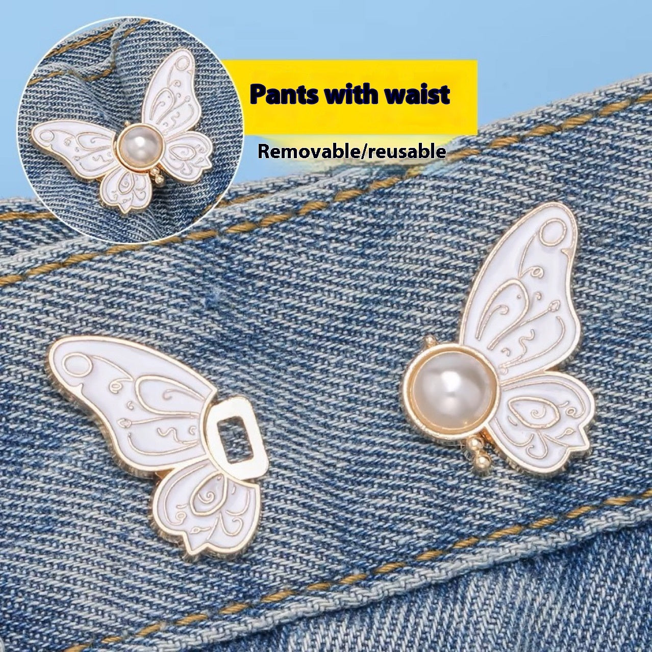 Removable Nail-Free Butterfly Belt Buckle