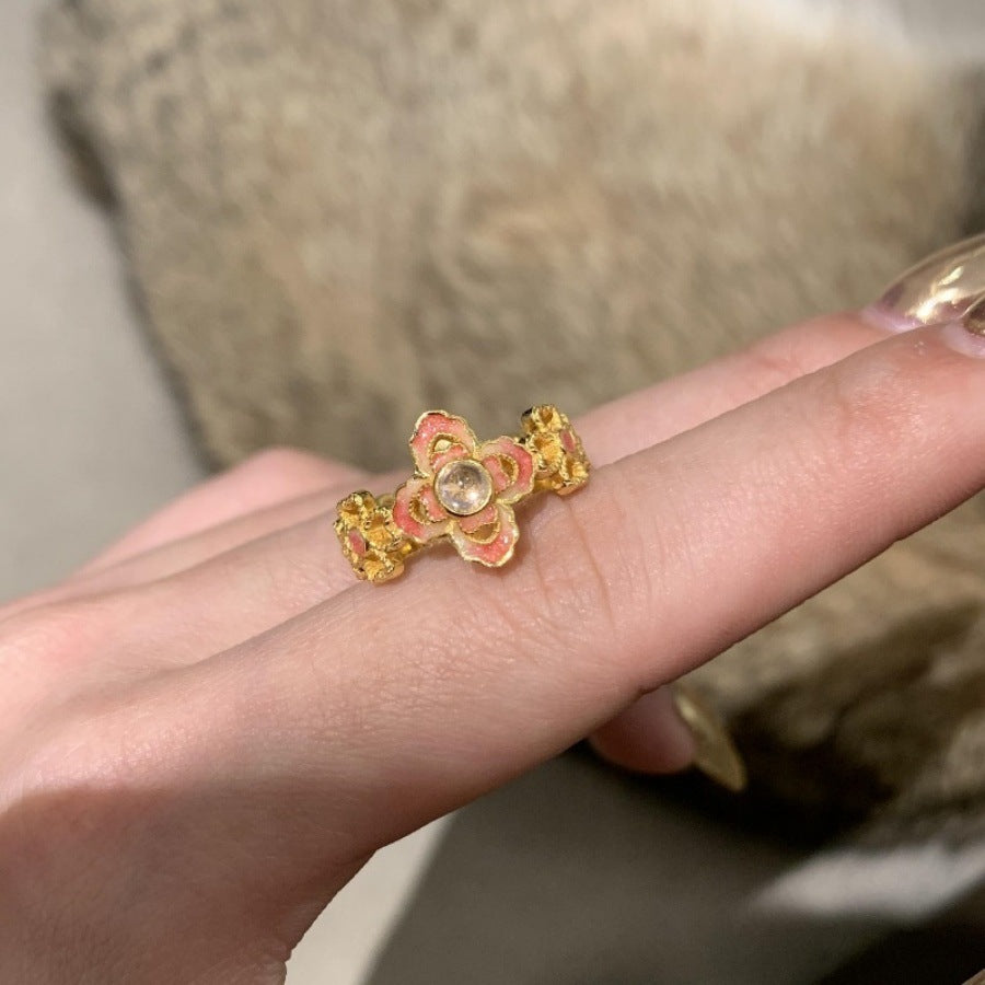 Antique Zircon Brushed Ring Female Retro Minority