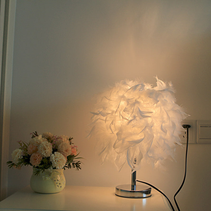 Bedroom Decoration Bedside Feather Table Lamp