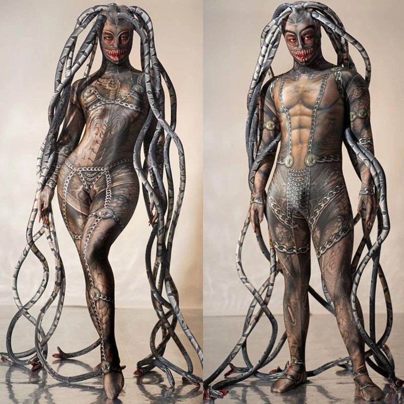 Medusa  Fake Transparent Meat Snake One-Piece Costume