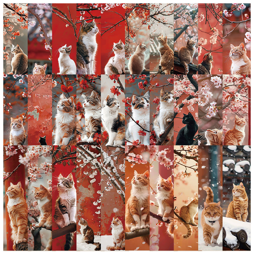 Bookmark National Style Retro Kitten Student Books Hand Account Paper Pagination Decoration