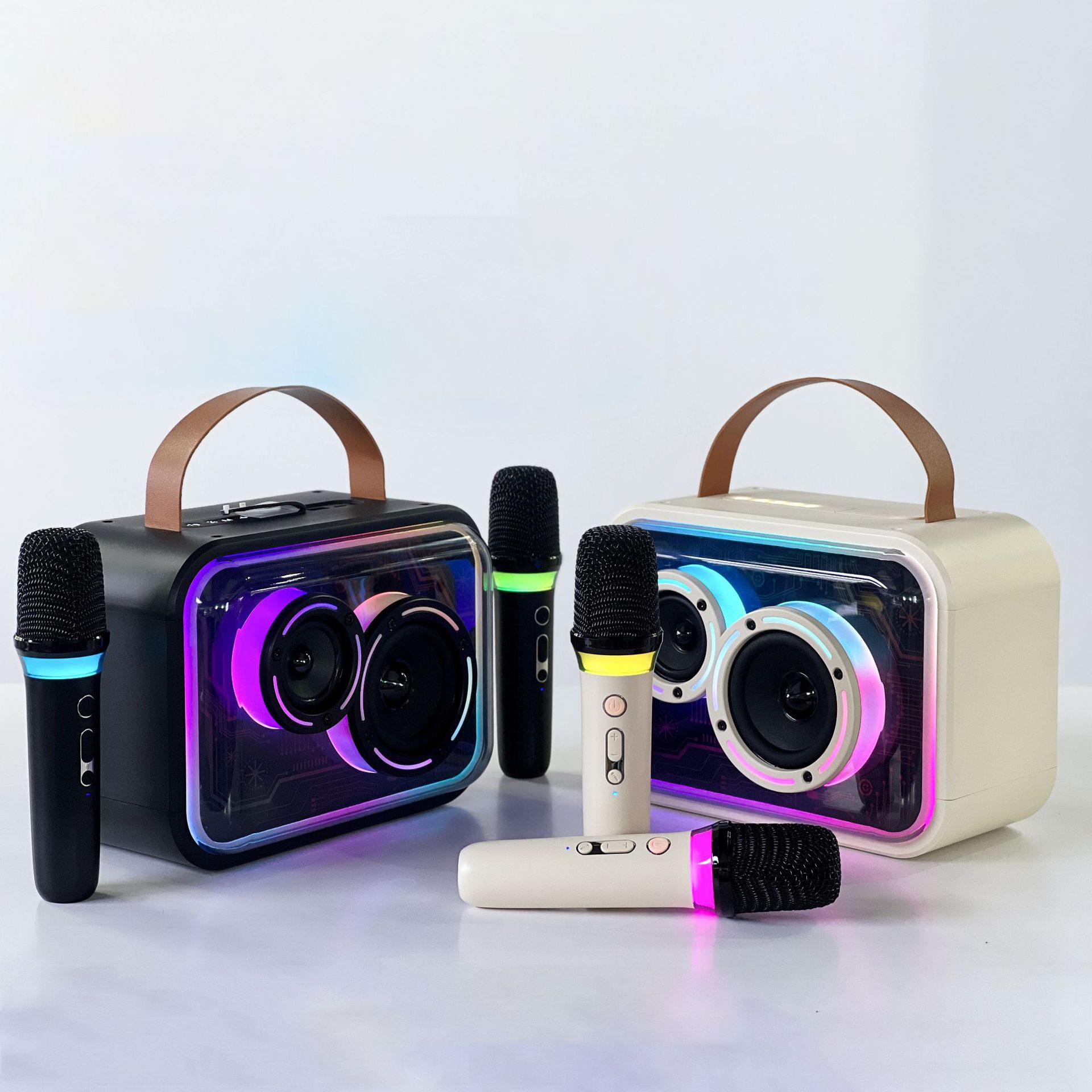 Bluetooth-Compatible Speaker Colorful RGB Portable Karaoke Wireless Stereo