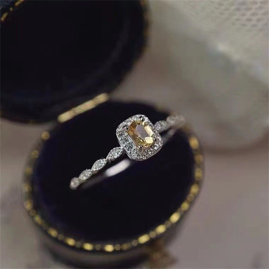 Antique Zircon Brushed Ring Female Retro Minority