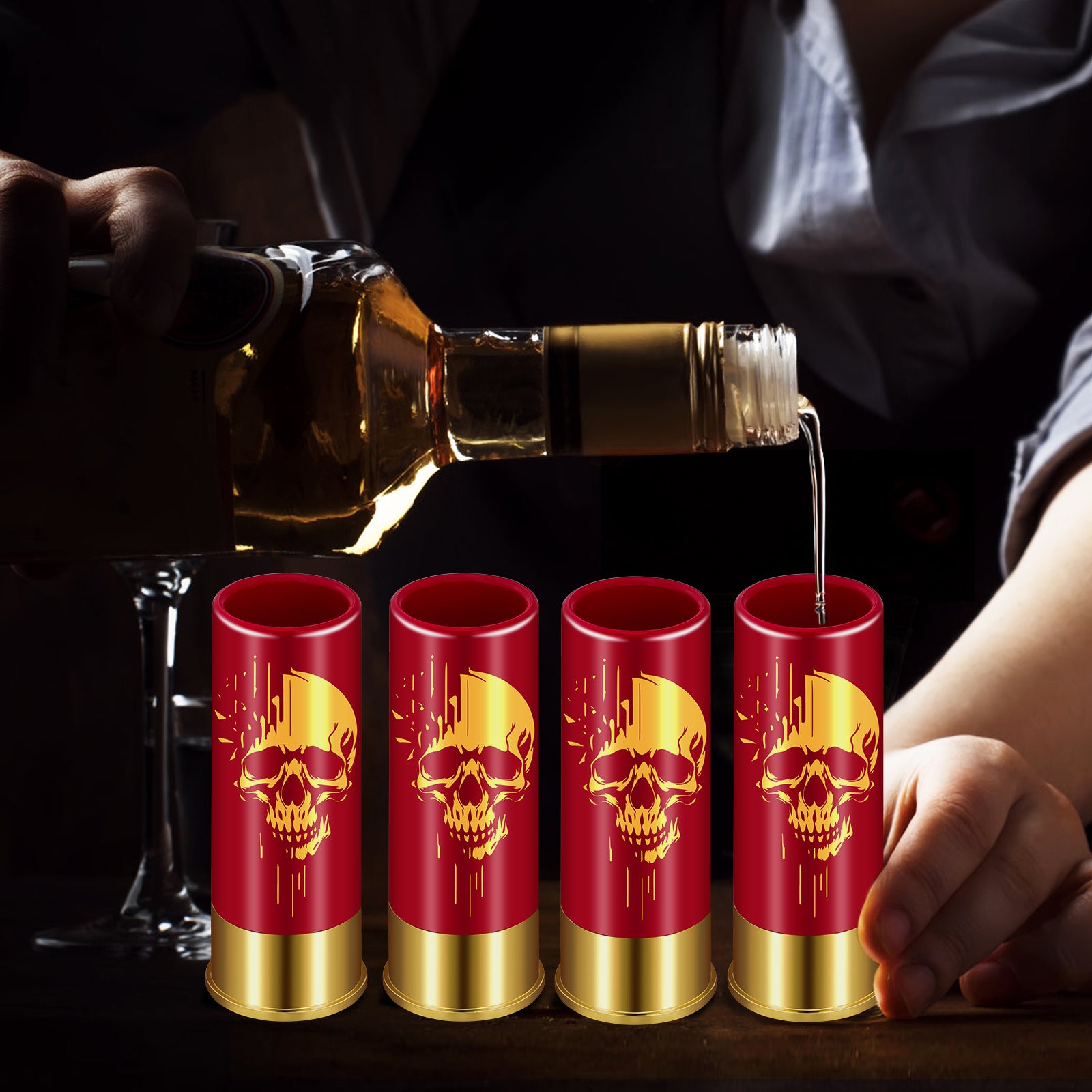 4pcs Skull Shot Glasses, 1.5oz - Reusable, High-Quality Plastic Bullet Cups For Whiskey, Cocktails & Wine, Perfect For Bars, Parties & Gifts
