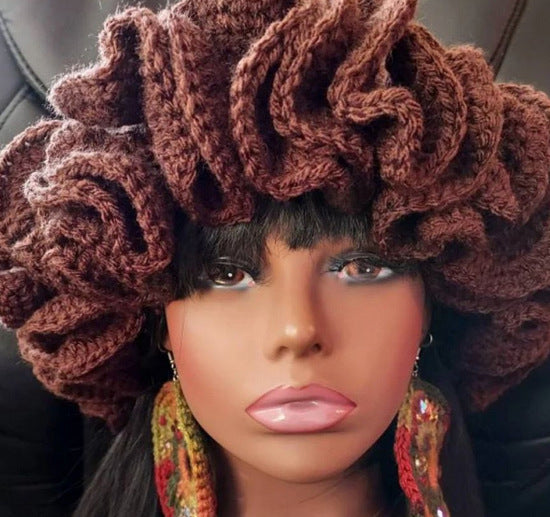 Knitted Lace Bamboo Hat Ruffled Hat Fashion