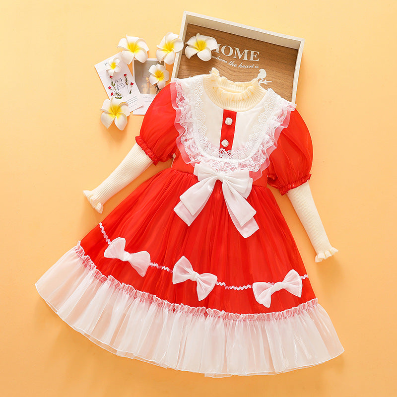 Long Sleeve Small Fragrance Mesh Lolita Princess Dress