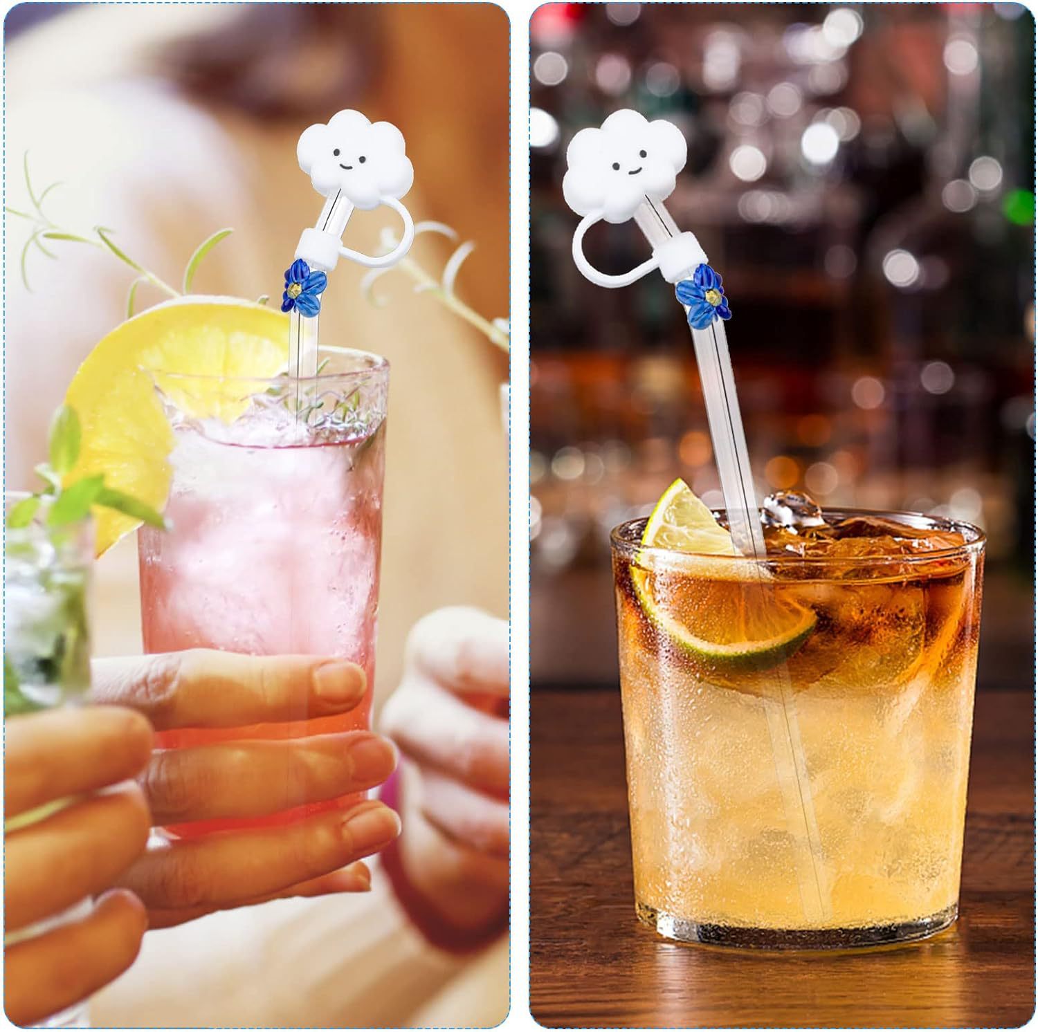 Colorful Cloud-Shaped Straw Cover Soft Rubber Plug Cap