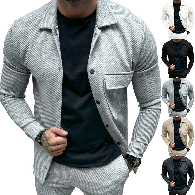 Single-Breasted Solid Color Slim Jacket