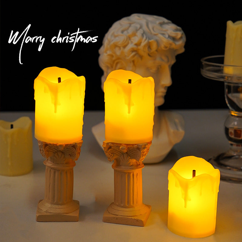 European Retro Roman Column Small Night Lamp Bedroom Dorm Reading