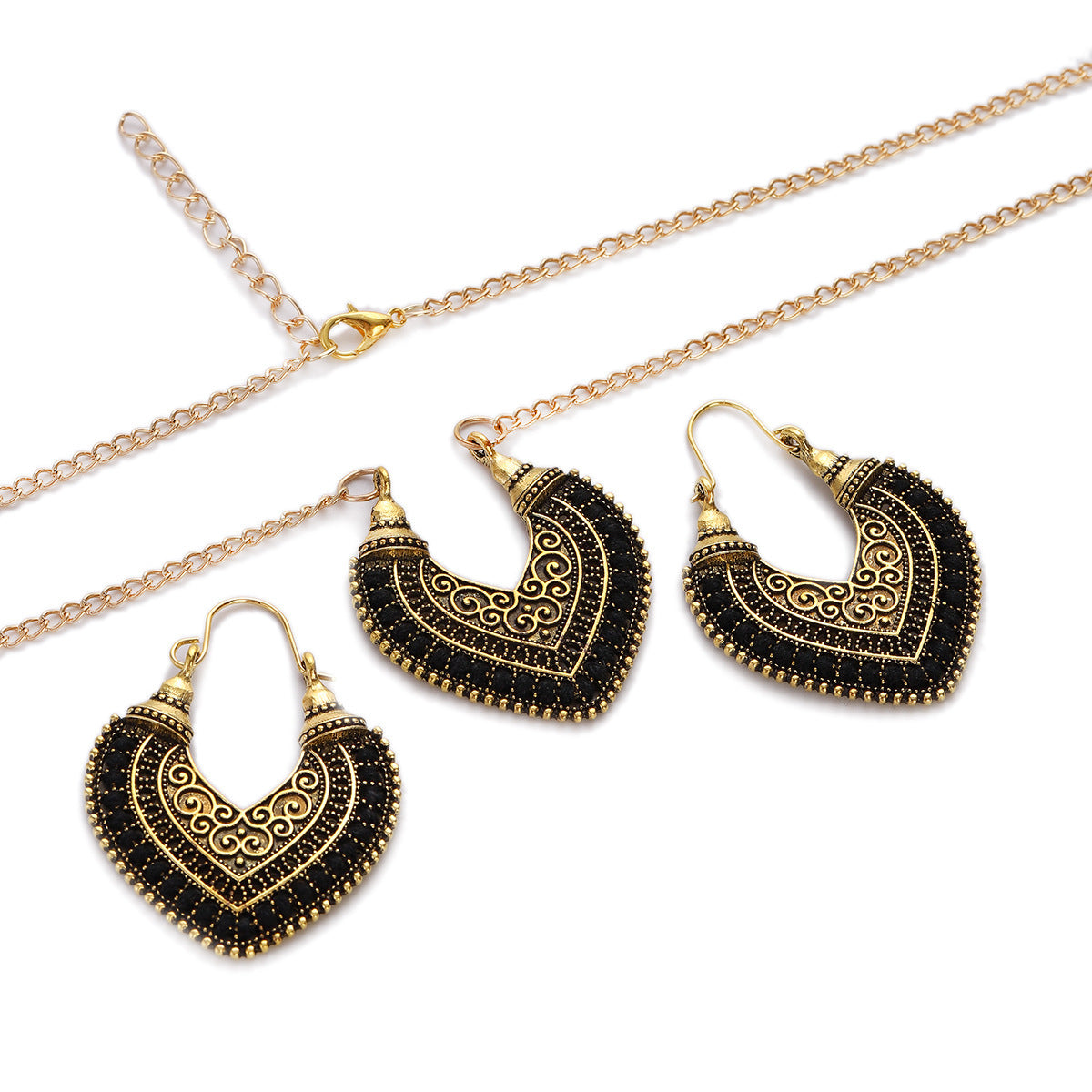 Colored Rope Winding Earrings Necklace Two-Piece Set