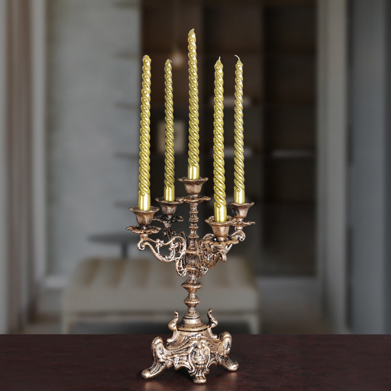 Vintage Cast Iron Carved Candle Holder Ornaments