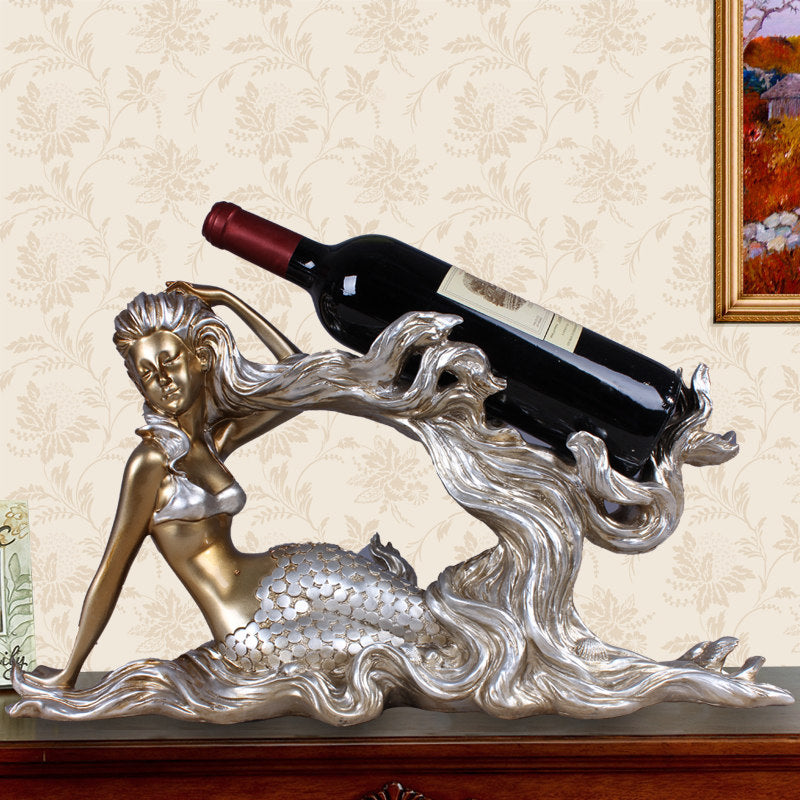 Beautifully Designed Mermaid  Wine Bottle Holder. Resin
