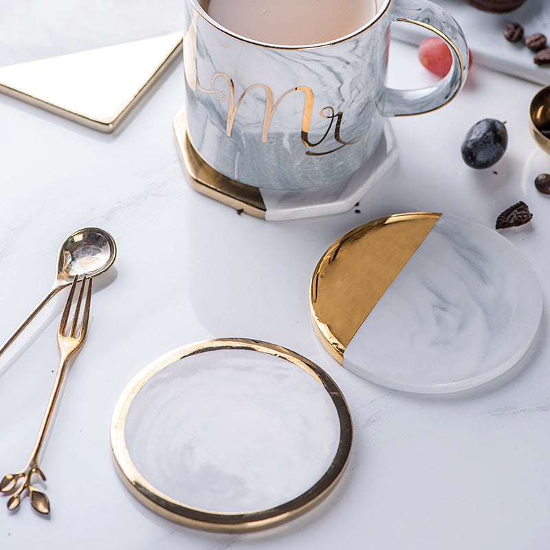 Marble Gold Plated Ceramic Coaster