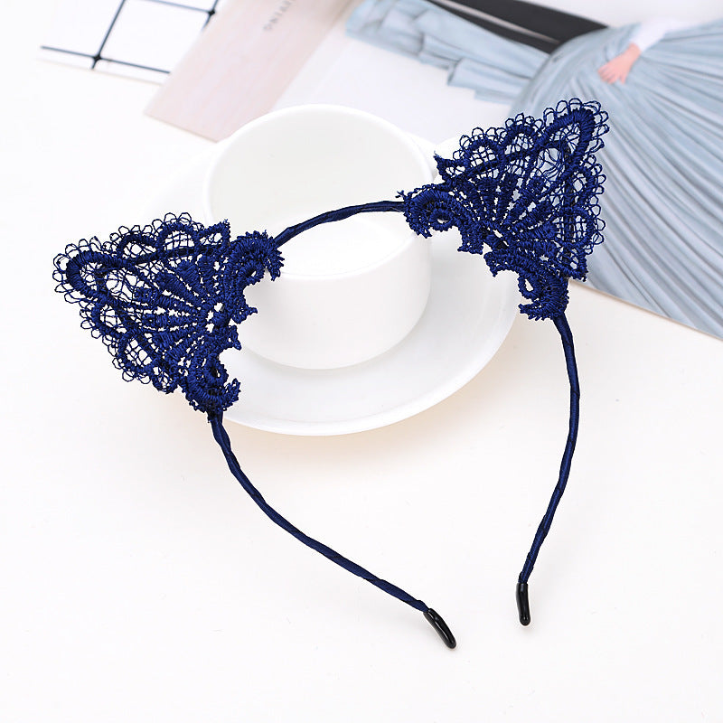 Lace Cute Cat Ear Hair Band Female Face Wash Hairpin
