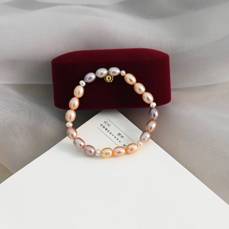 Freshwater Pearl Orange Candy Bracelet Purple