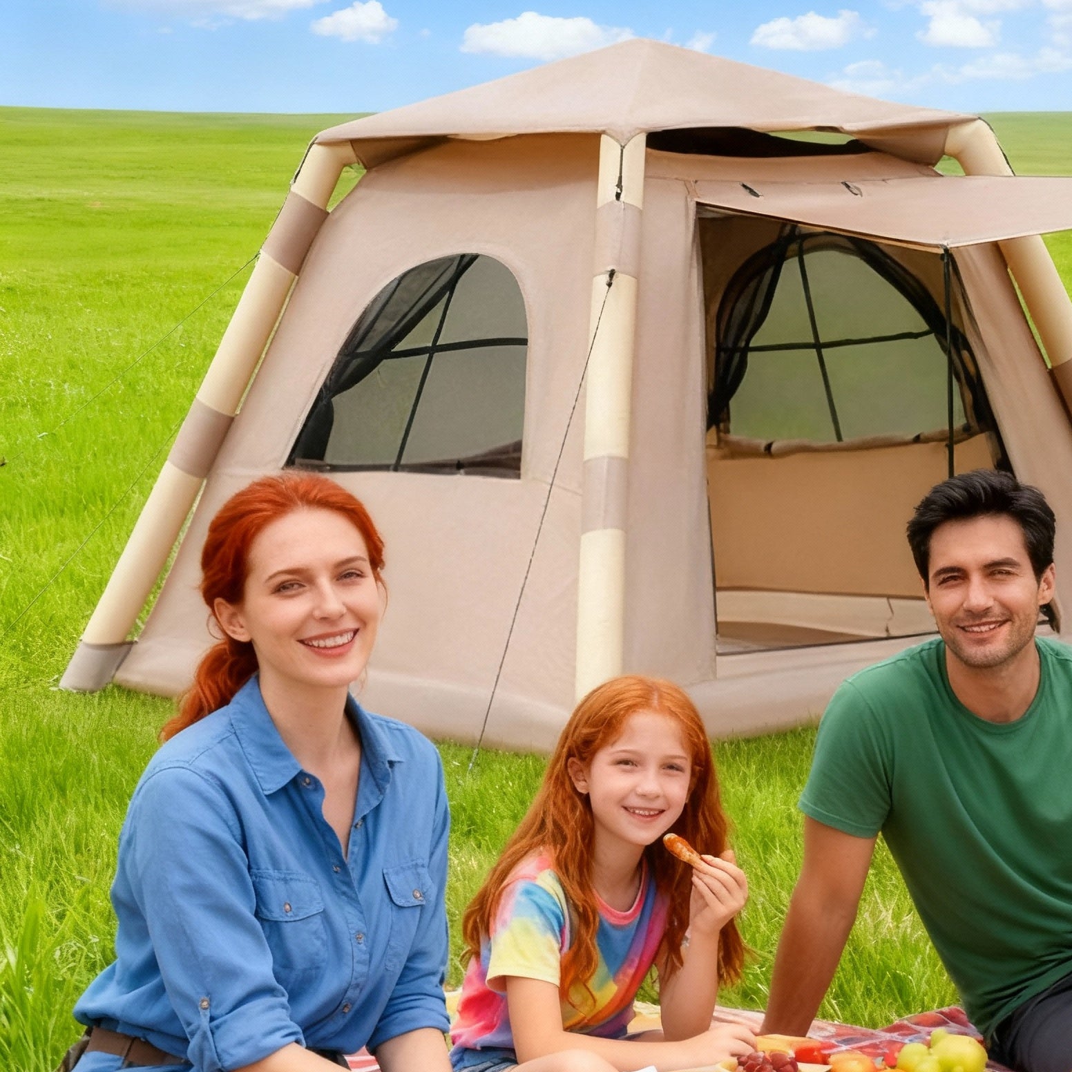 Inflatable Tent Outdoor Tent 2-4 Person Tent Quick-opening Tent Inflatable Tent Hut Tent Camping Portable Tent Windproof Tent Family Party Tent Pop-up Tent Shading And Waterproof Tent Camping Tent