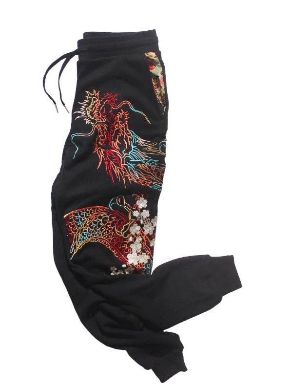 Chinese Style Embroidered Cotton Pants