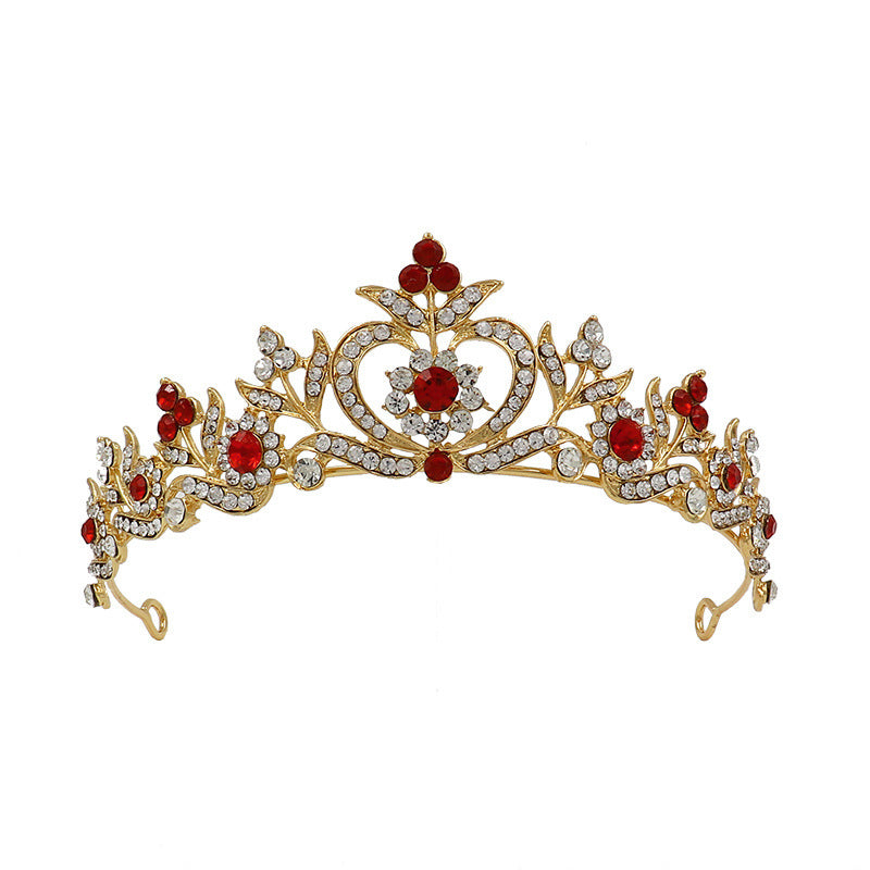 Women's Fashion Rhinestone Leaves Heart Bridal Crown Tiara
