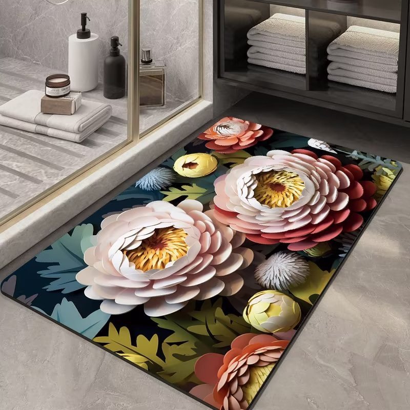 Soft Diatom Ooze Floor Bathroom Absorbent Bathroom Step Mat Quick-Drying Non-Slip Toilet Door Mat