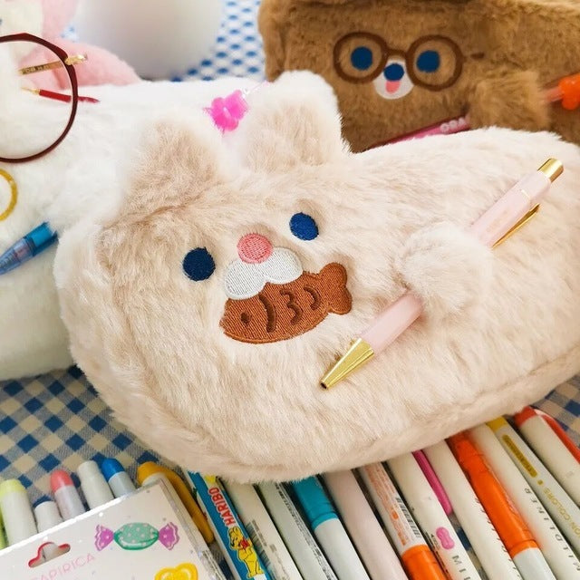 Animal Model Girl Student Stationery Storage Bag With Pen Holder