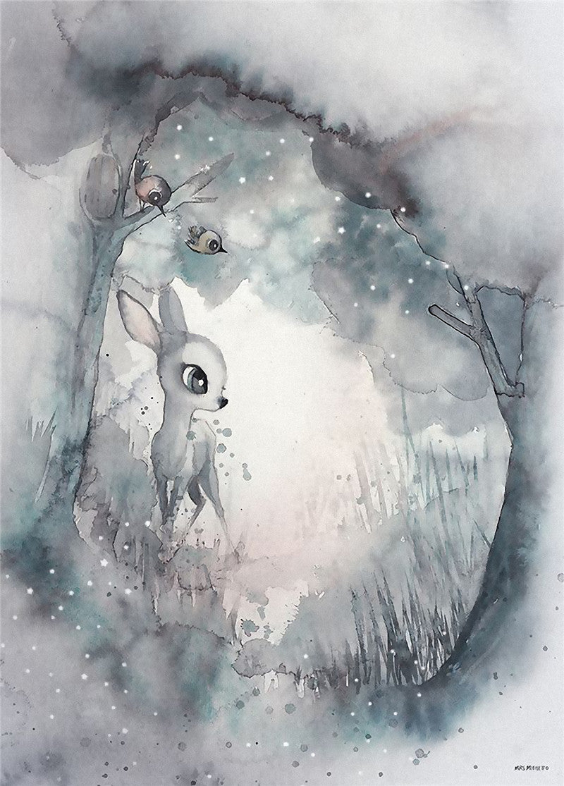 New Nordic Hand Painted Miss Rabbit Children's Room Decorative Painting Core