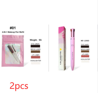Four-In-One Cosmetic Brush Four-Color Highlight Lip Liner Eyeliner Eyebrow Pencil