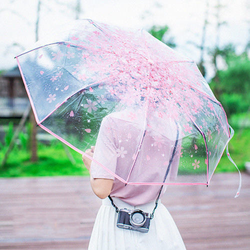 Cherry Blossom Transparent Umbrella Girl