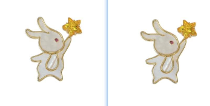 Japanese Cartoon Cute Rabbit Star Brooch