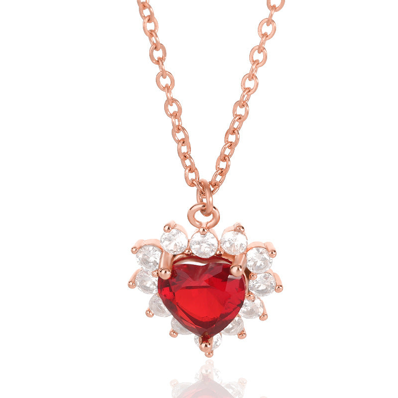 With Simple Heart-Shaped Zircon Necklace Ladies Wedding Zircon Necklace