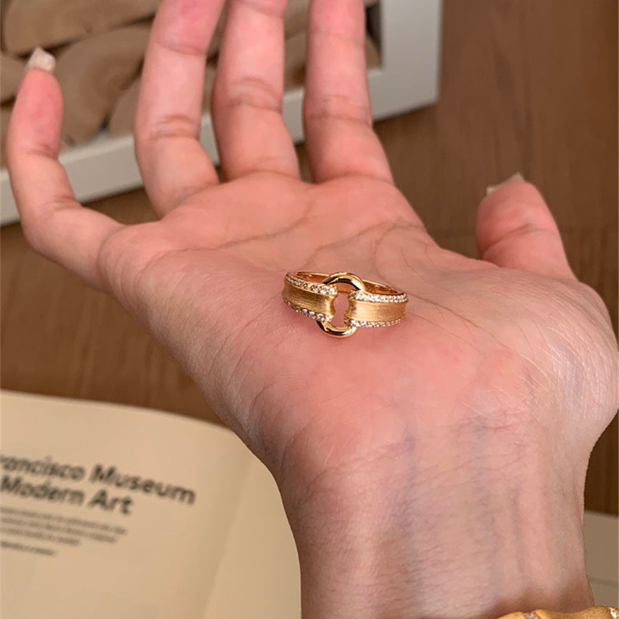 Antique Zircon Brushed Ring Female Retro Minority