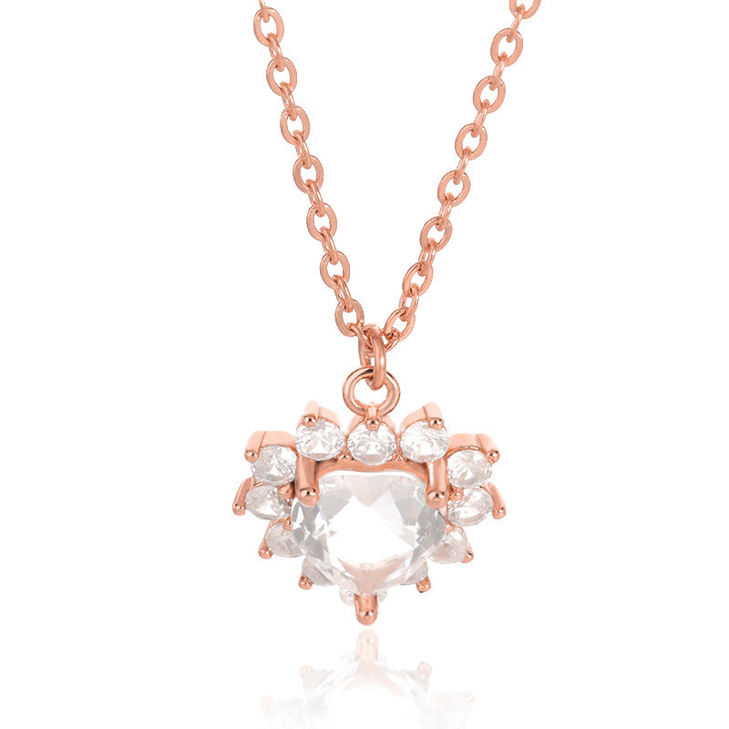 With Simple Heart-Shaped Zircon Necklace Ladies Wedding Zircon Necklace