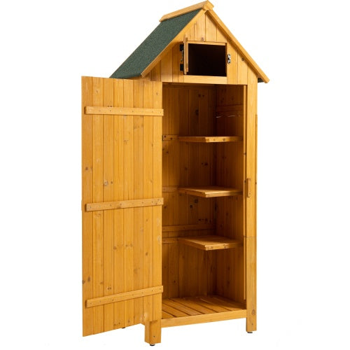 30.3L X 21.3W X 70.5H Outdoor Storage Cabinet Tool Shed Wooden Garden Shed Natural