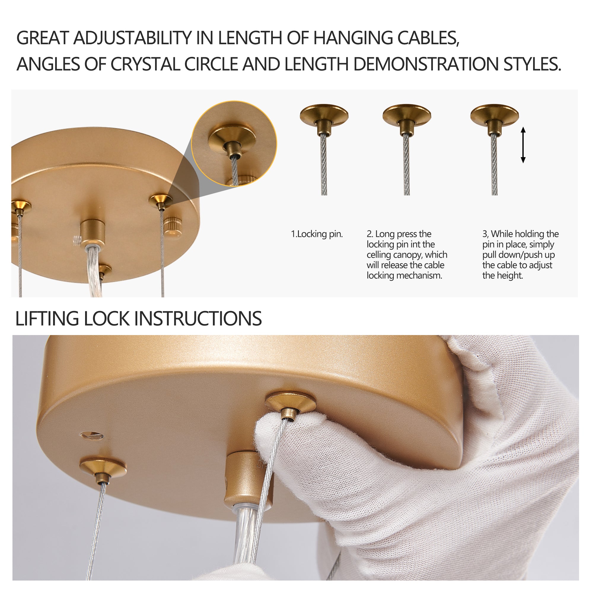 24-inch Modern Golden Pendant Light With Cascading Crystal Strands, Ideal For Living Room, Dining Room And Foyer, High-End Decorative Lighting Fixture Bulb Not Included