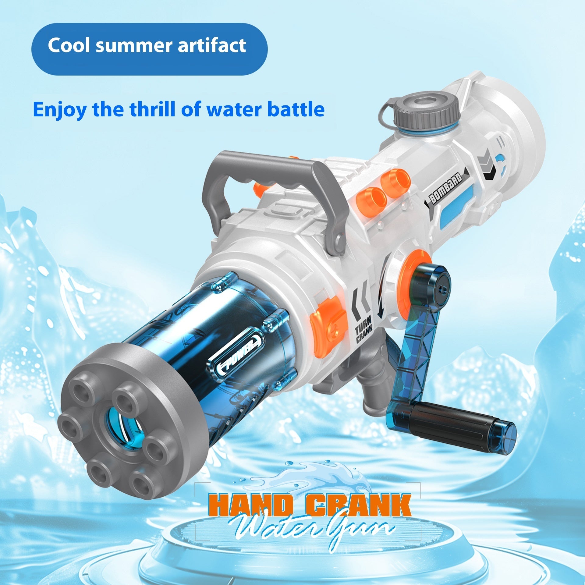 Continuous Hair Hand-cranking Gatling Water Gun Large Capacity Toy Water Gun