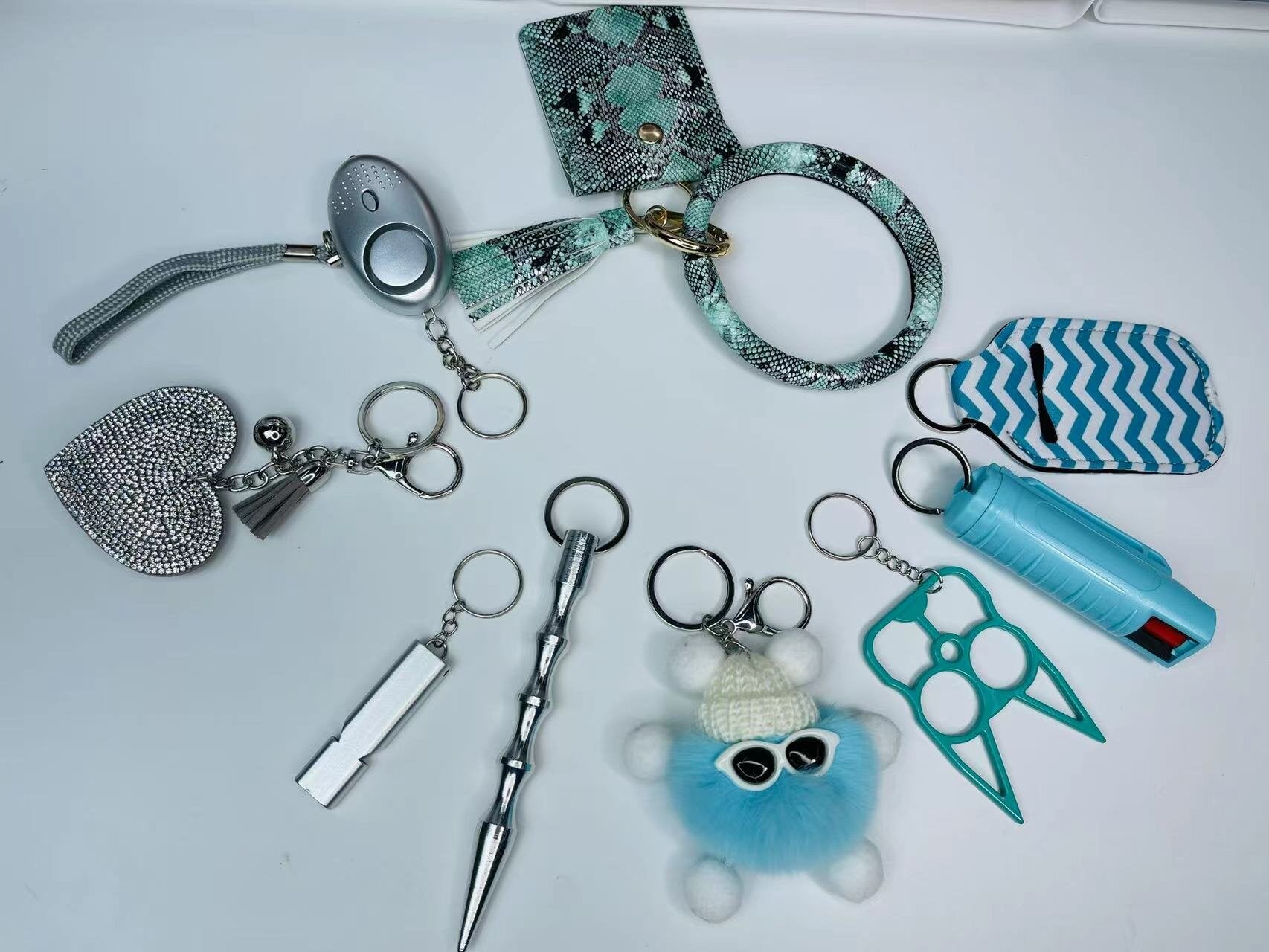 Beaded Card Bag Wool Ball Bottle Opener Finger Tiger Key Self-Defense Key Buckle Set