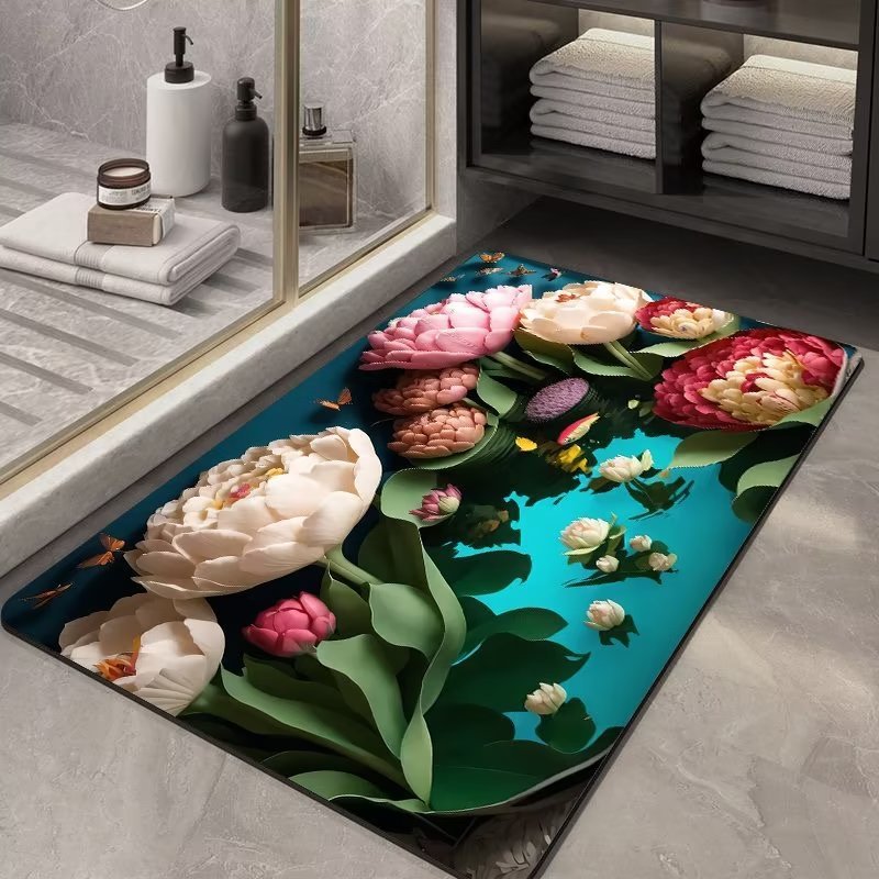 Soft Diatom Ooze Floor Bathroom Absorbent Bathroom Step Mat Quick-Drying Non-Slip Toilet Door Mat