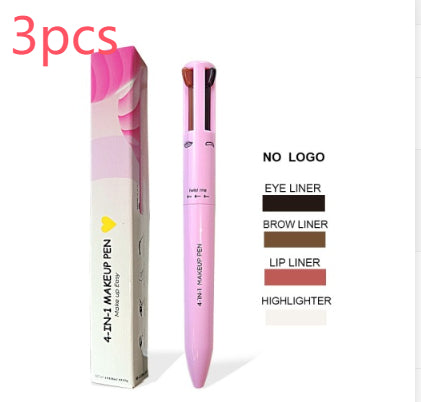 Four-In-One Cosmetic Brush Four-Color Highlight Lip Liner Eyeliner Eyebrow Pencil