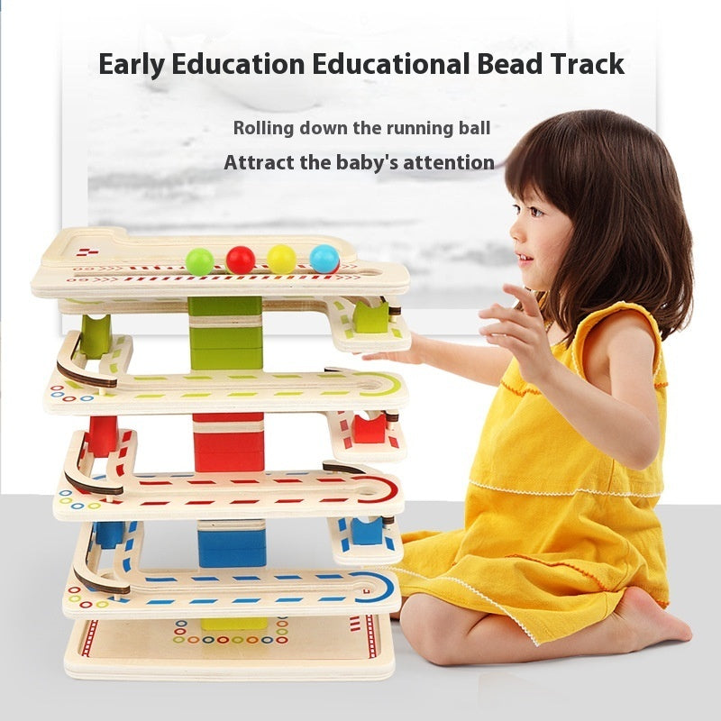 Toddler Wooden Roller Coaster Track Race Marble Building Blocks