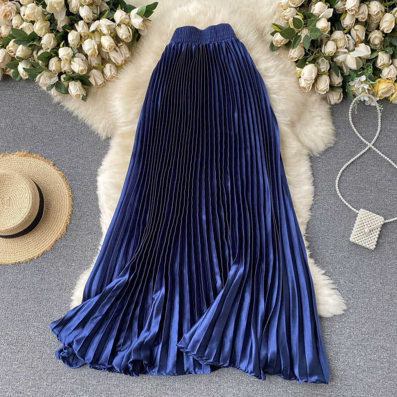 Trendy Light Luxury Heavy Industry Pleated Mid-Length Skirt