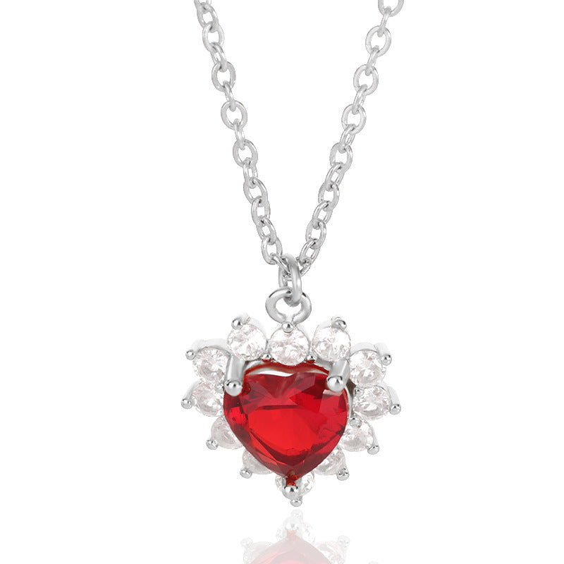 With Simple Heart-Shaped Zircon Necklace Ladies Wedding Zircon Necklace