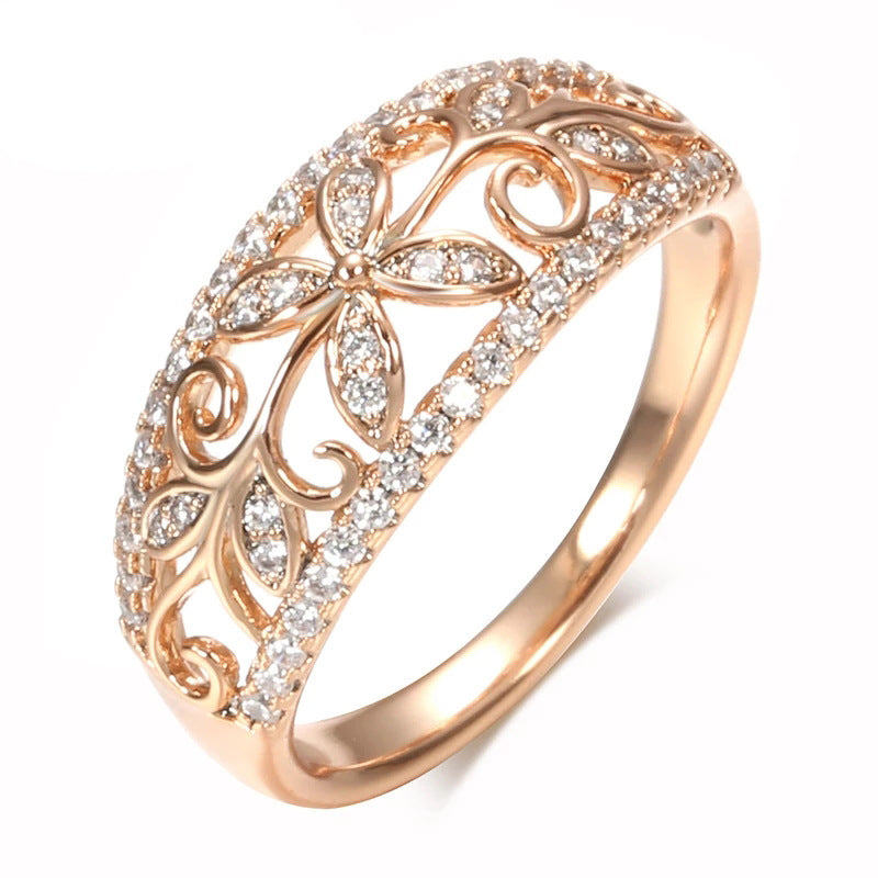 Fashion Copper Plated Real Gold Crystal Bracelet Ring