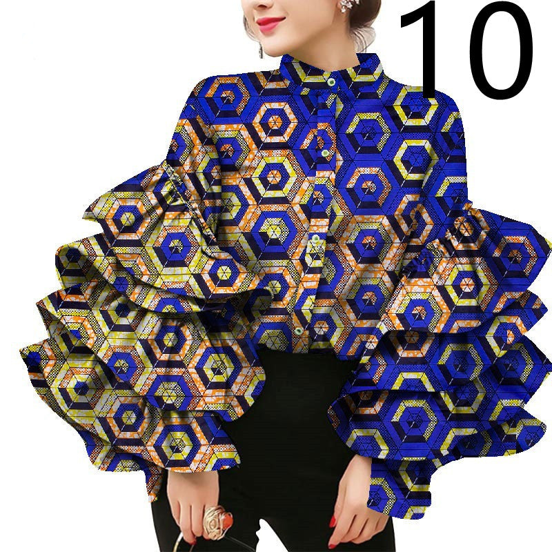 Women's Commuter Ruffle Sleeve Printed T-Shirt