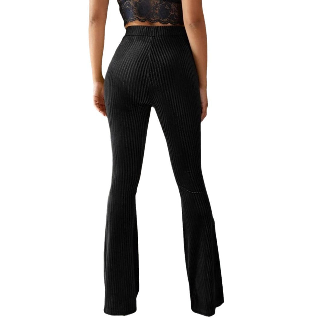 High Waist Lamp Wick Corduroy Bell-Bottom Pants Wide Leg