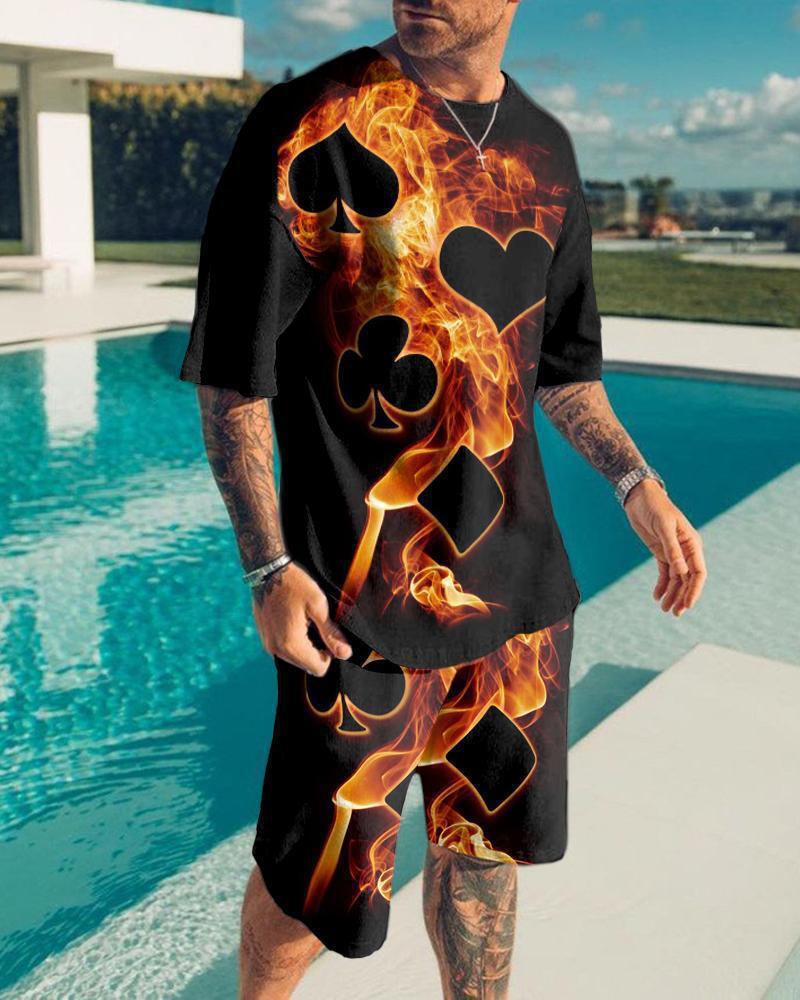 3D Digital Printing Men's T-Shirt Sports Suit