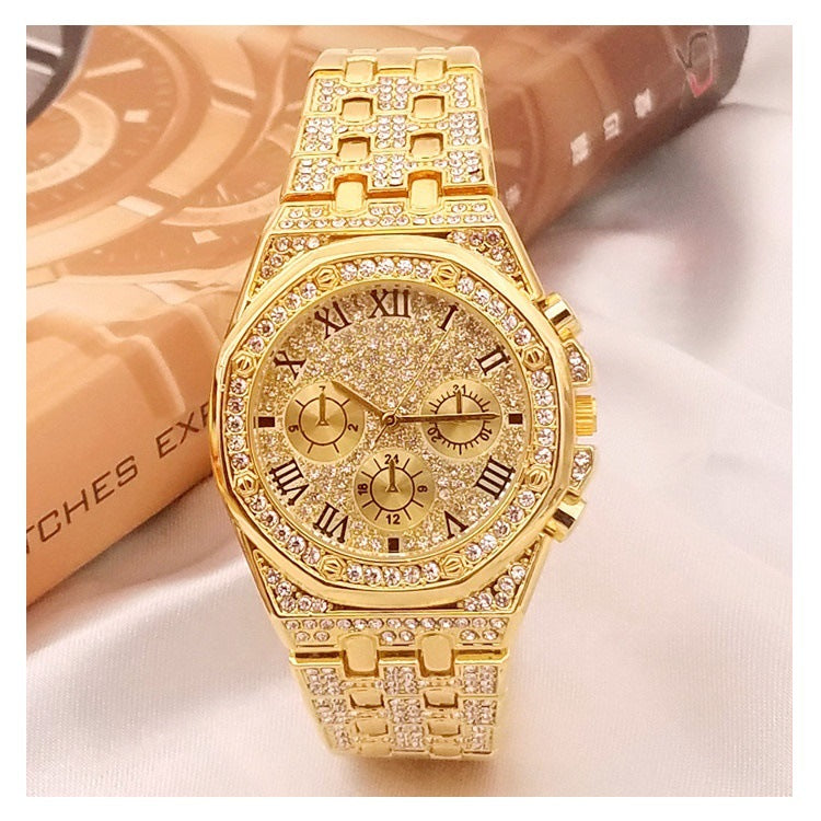 Three-Eye Diamond Gypsophila Quartz Watch